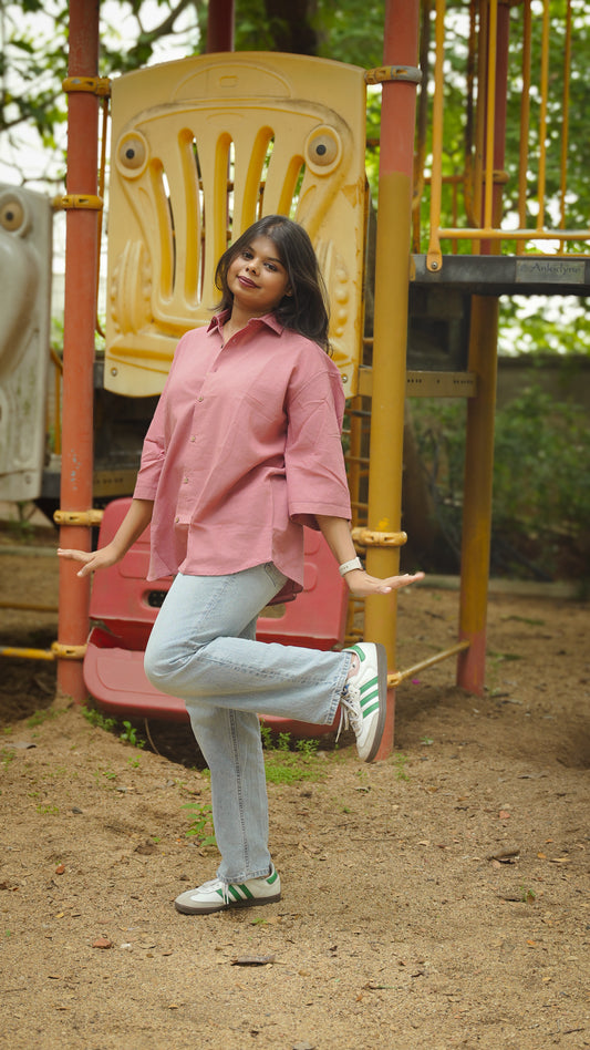 The Breezy Shirt - Dusty Rose (Oversized)