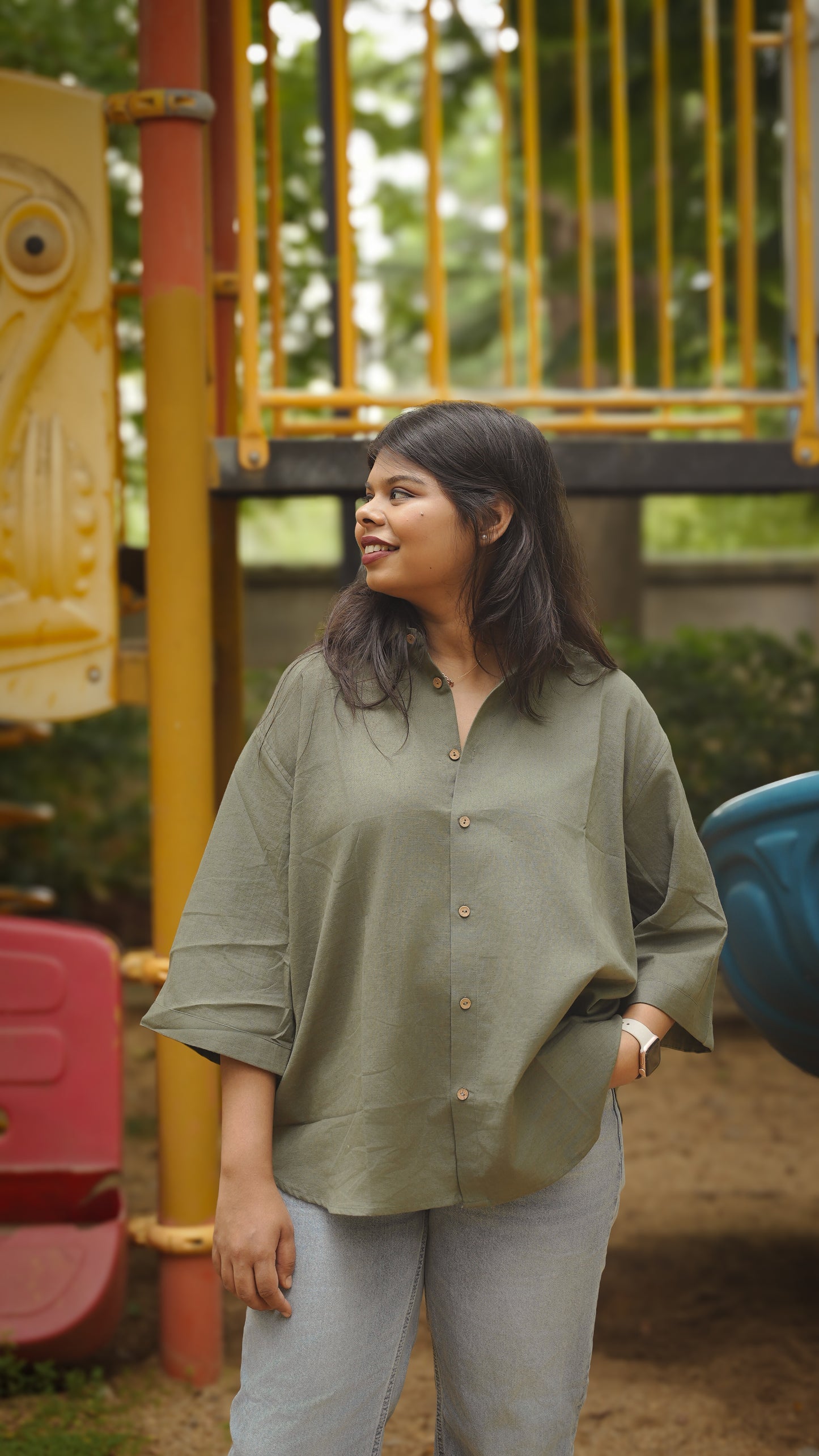 The Breezy Shirt - Rustic Green (Oversized)