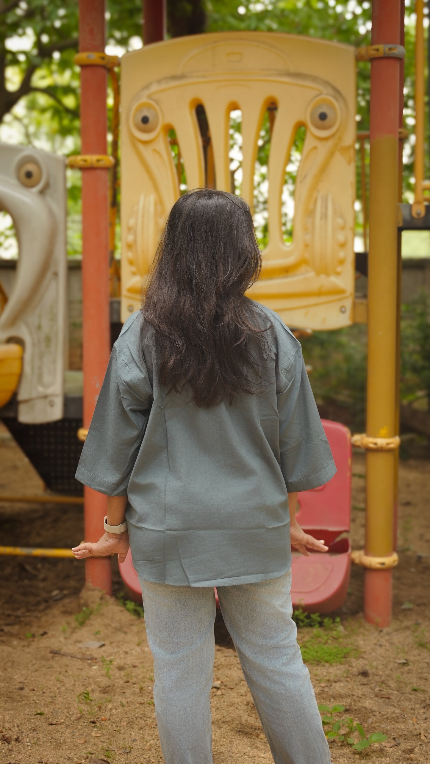 The Breezy Shirt - Rustic Blue (Oversized)