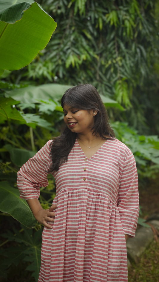 The Meadow Dress - Rose stripe