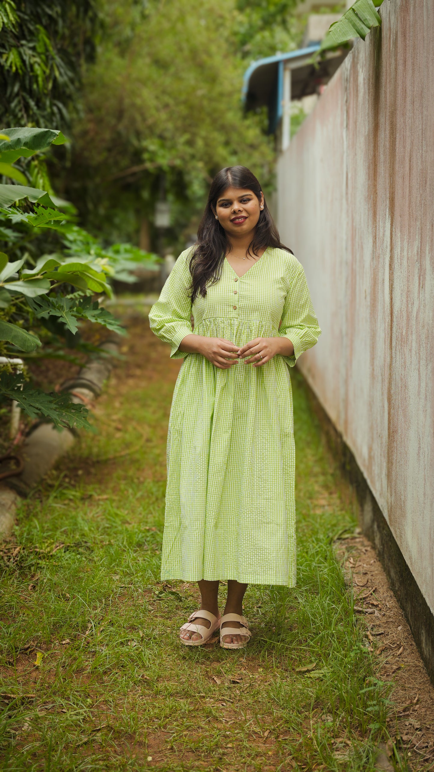 The Meadow Dress - Lime Check