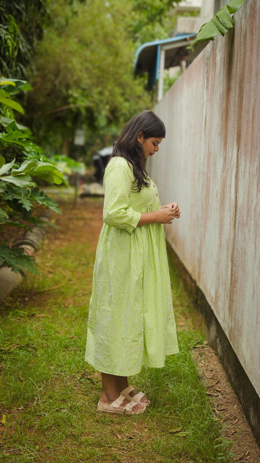 The Meadow Dress - Lime Check