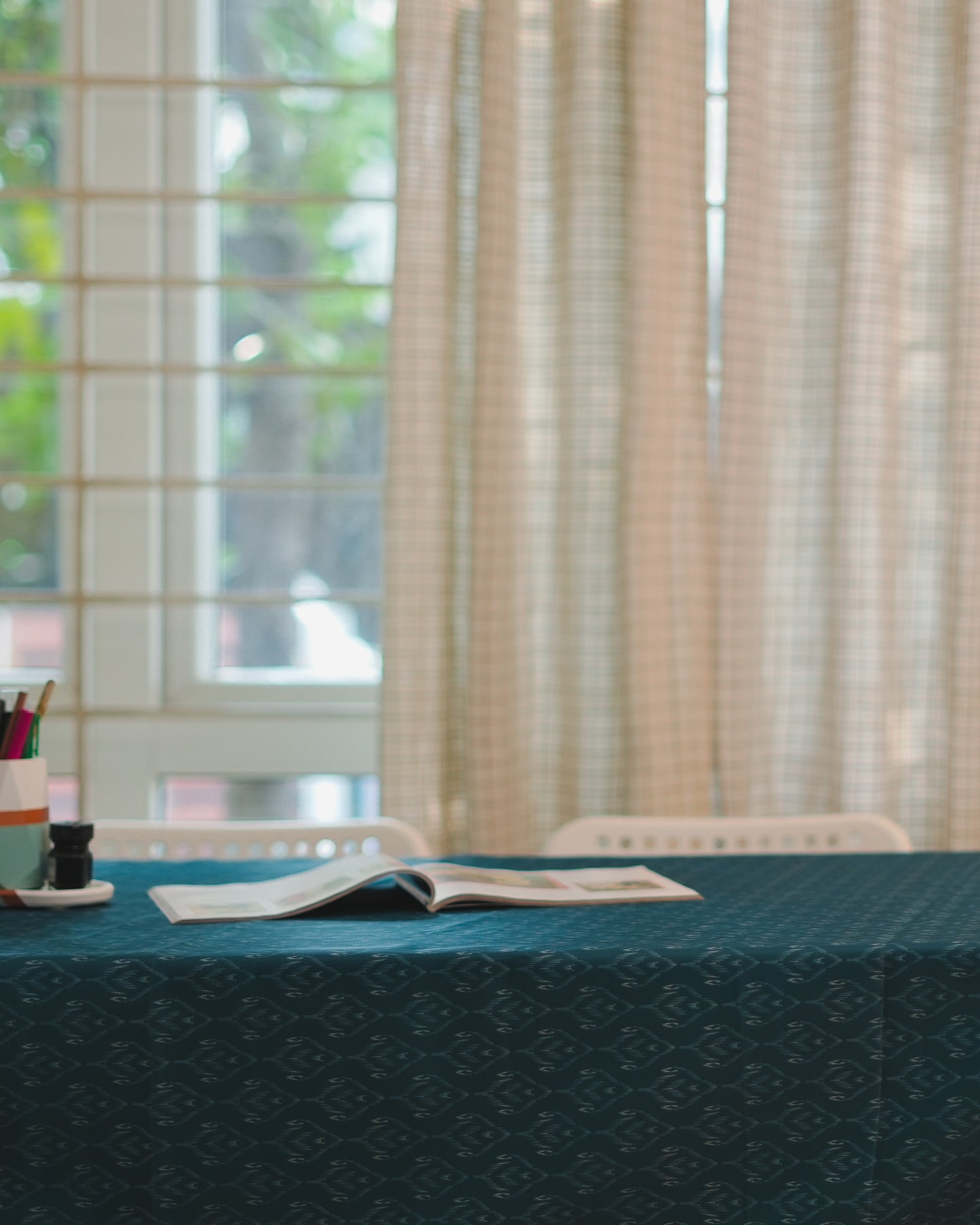 Ikkat Table Cloth - Teal