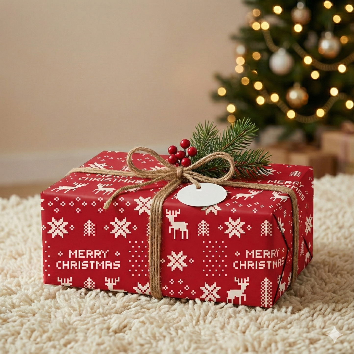 Christmas Wrapping Sheet - Red (Set of 4)