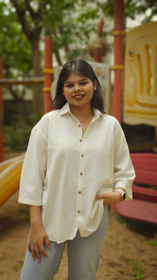 The Breezy Shirt - Off White (Oversized)