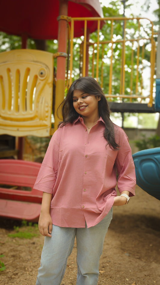 The Breezy Shirt - Dusty Rose (Oversized)
