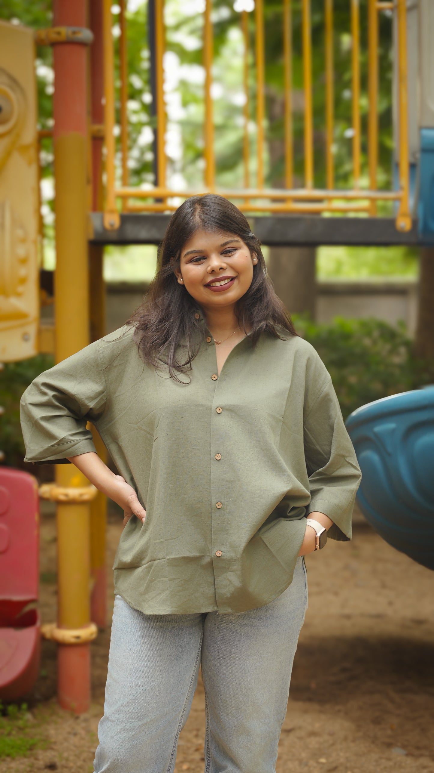 The Breezy Shirt - Rustic Green (Oversized)