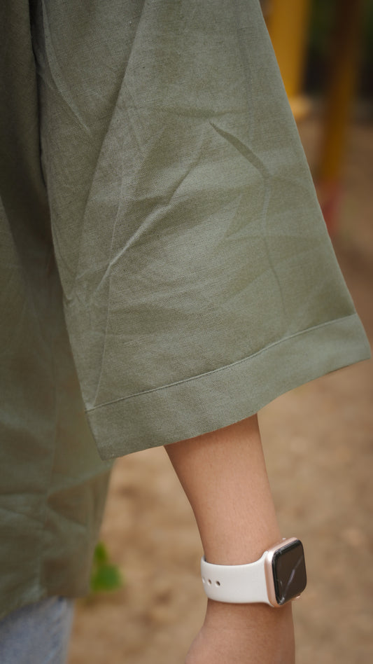 The Breezy Shirt - Rustic Green (Oversized)