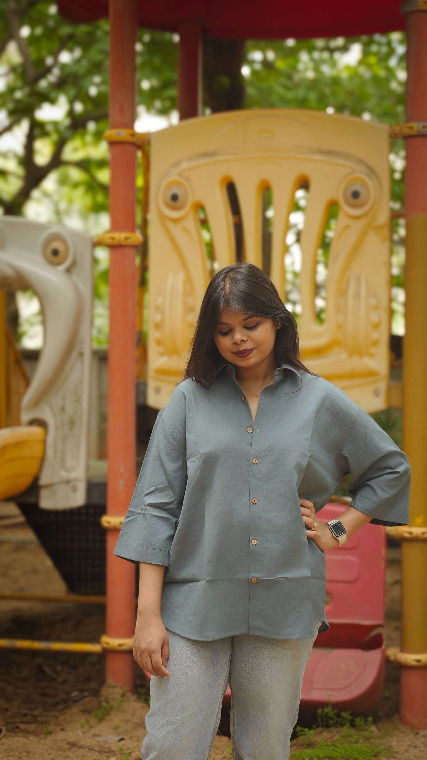 The Breezy Shirt - Rustic Blue (Oversized)