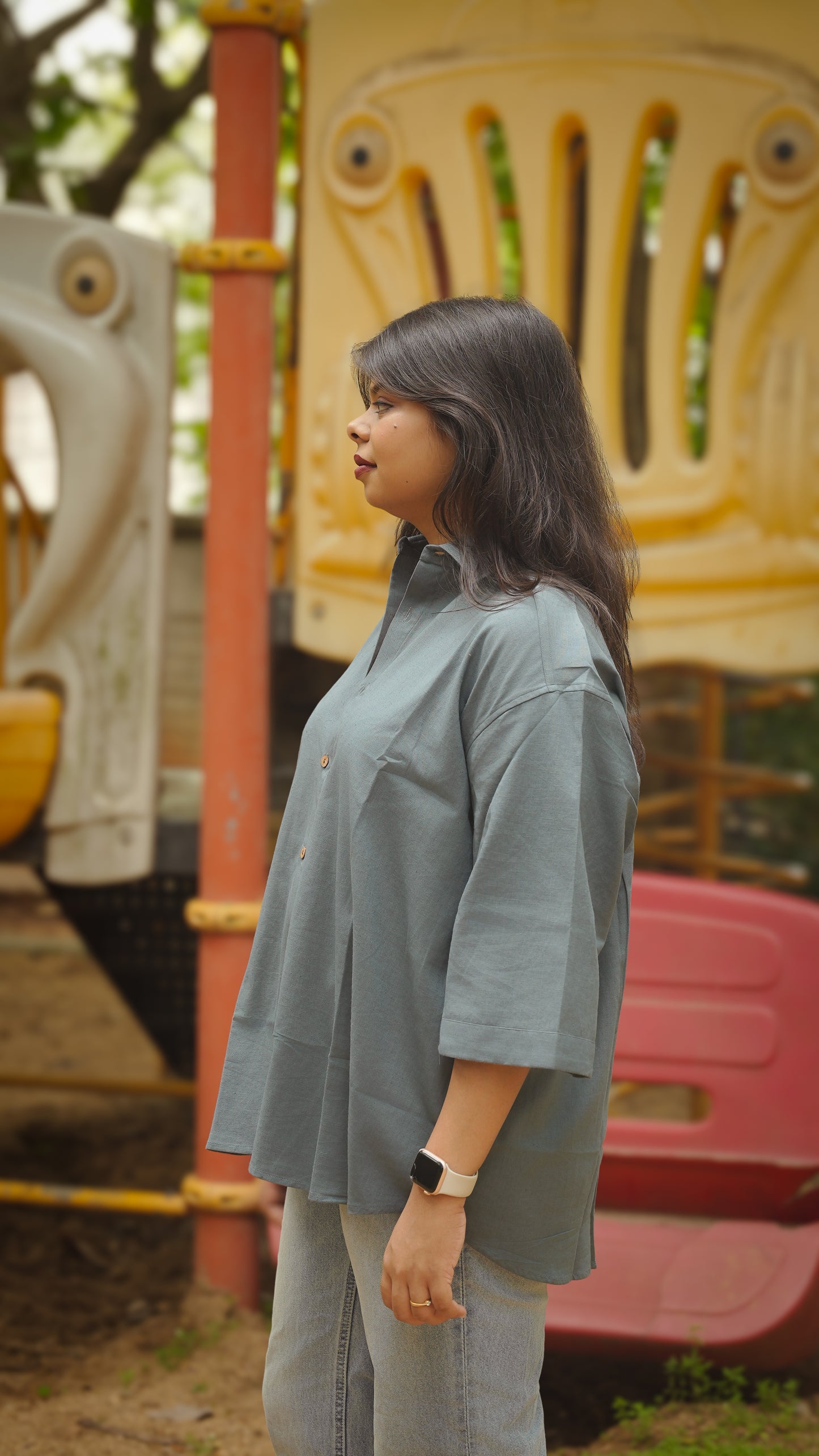 The Breezy Shirt - Rustic Blue (Oversized)