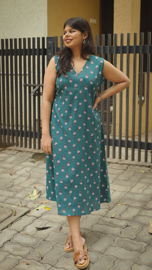 The Bloom Dress - Teal Blossom