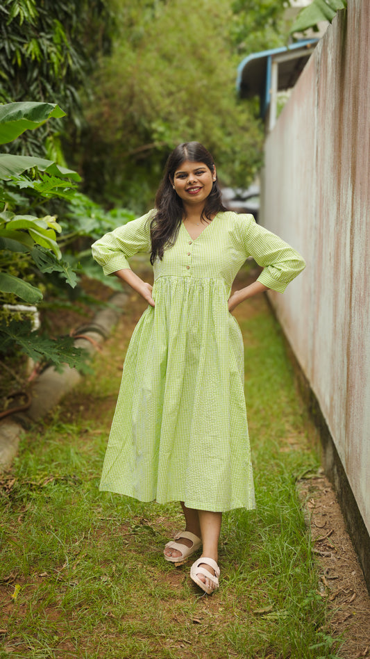 The Meadow Dress - Lime Check