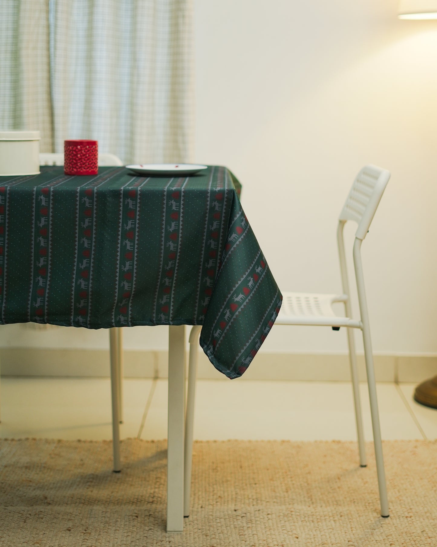 Christmas Table Cloth - Reindeer - Dark Green
