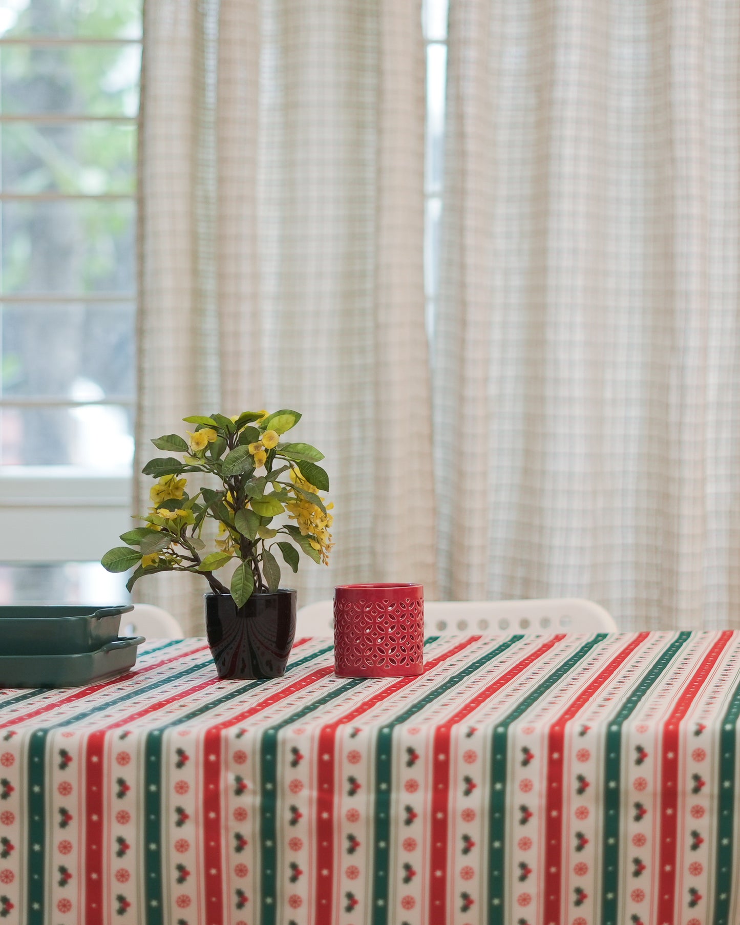 Christmas Table Cloth - Snowflake - White