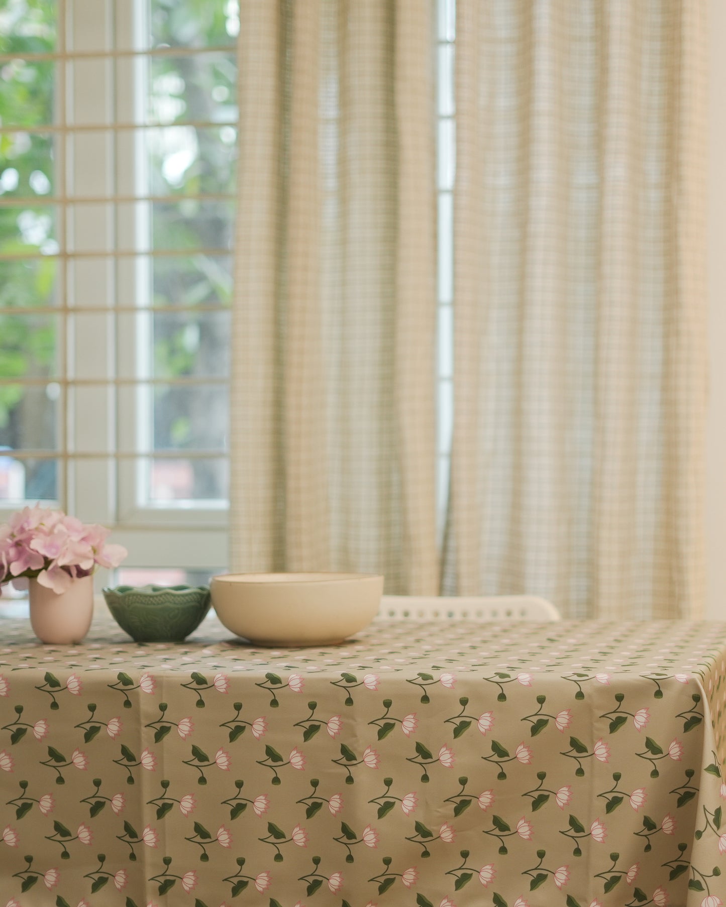 Pichwai Table Cloth - Lotus -  Beige