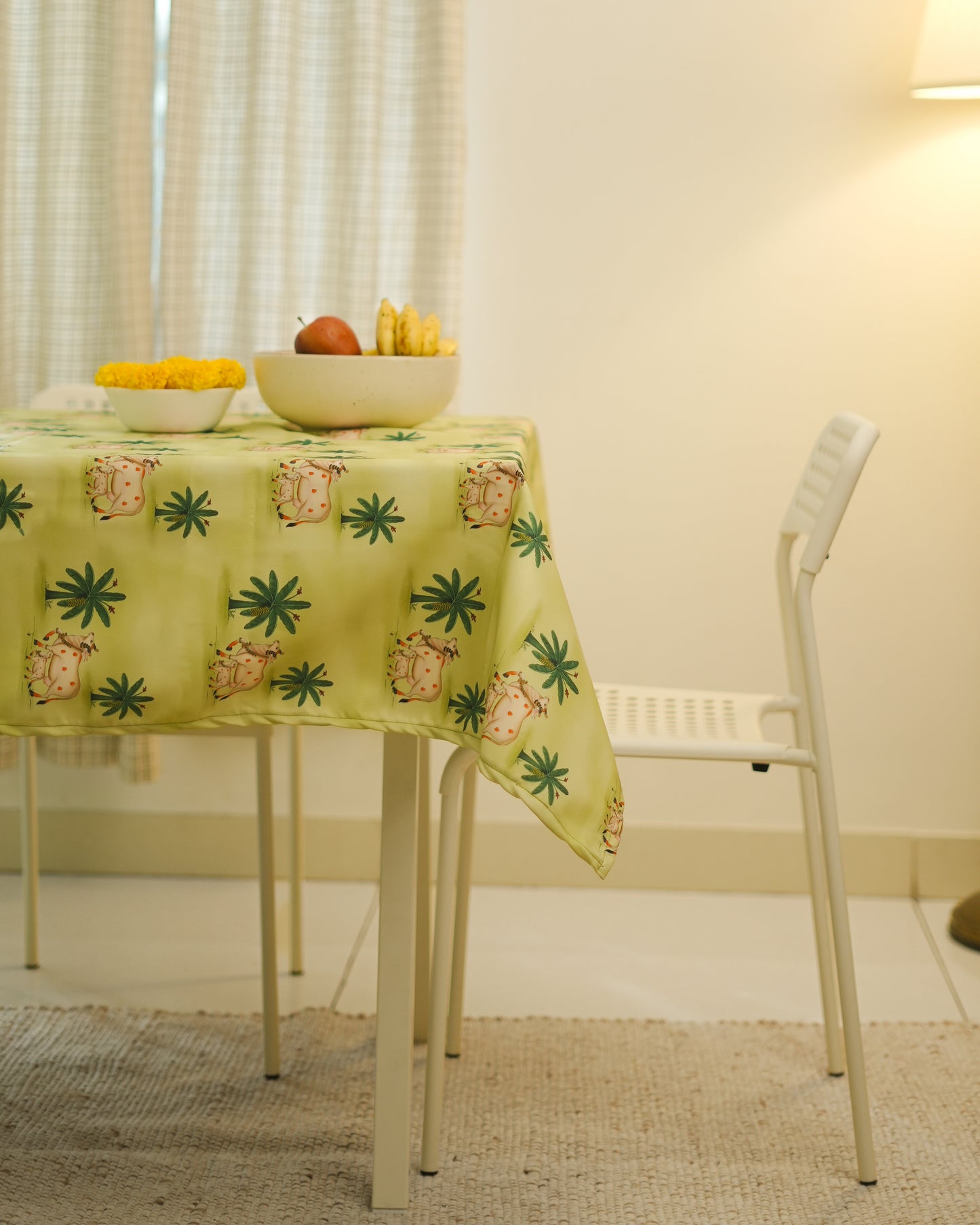 Pichwai Table Cloth - Cow -  Green