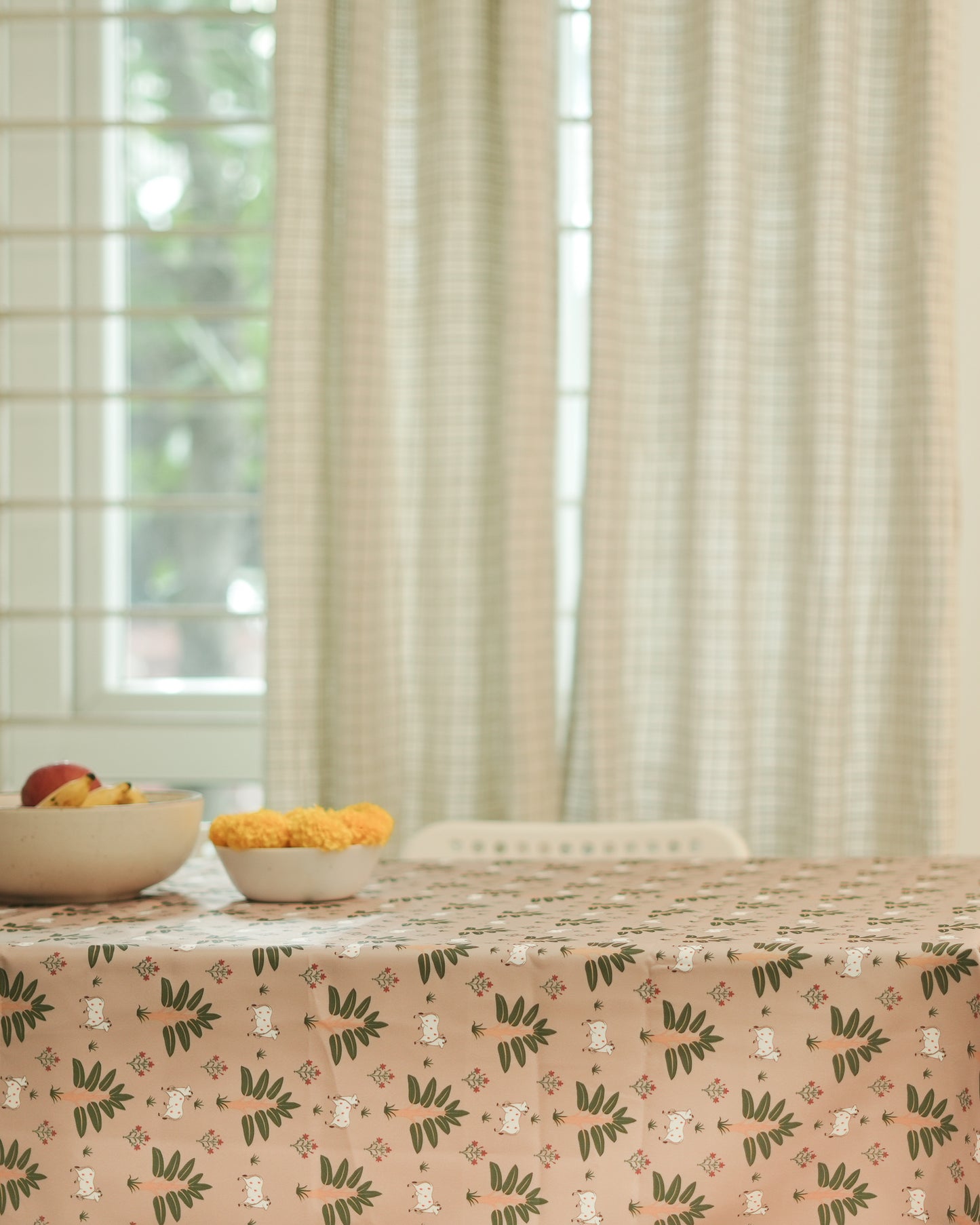 Pichwai Table Cloth - Palm - Beige