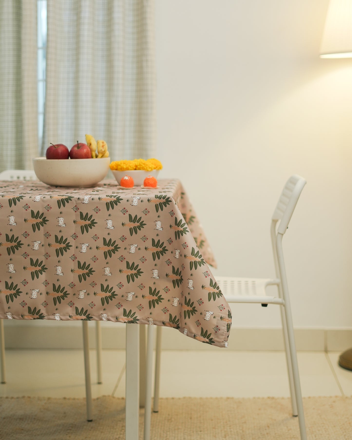 Pichwai Table Cloth - Palm - Beige