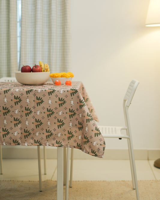 Pichwai Table Cloth - Palm - Beige