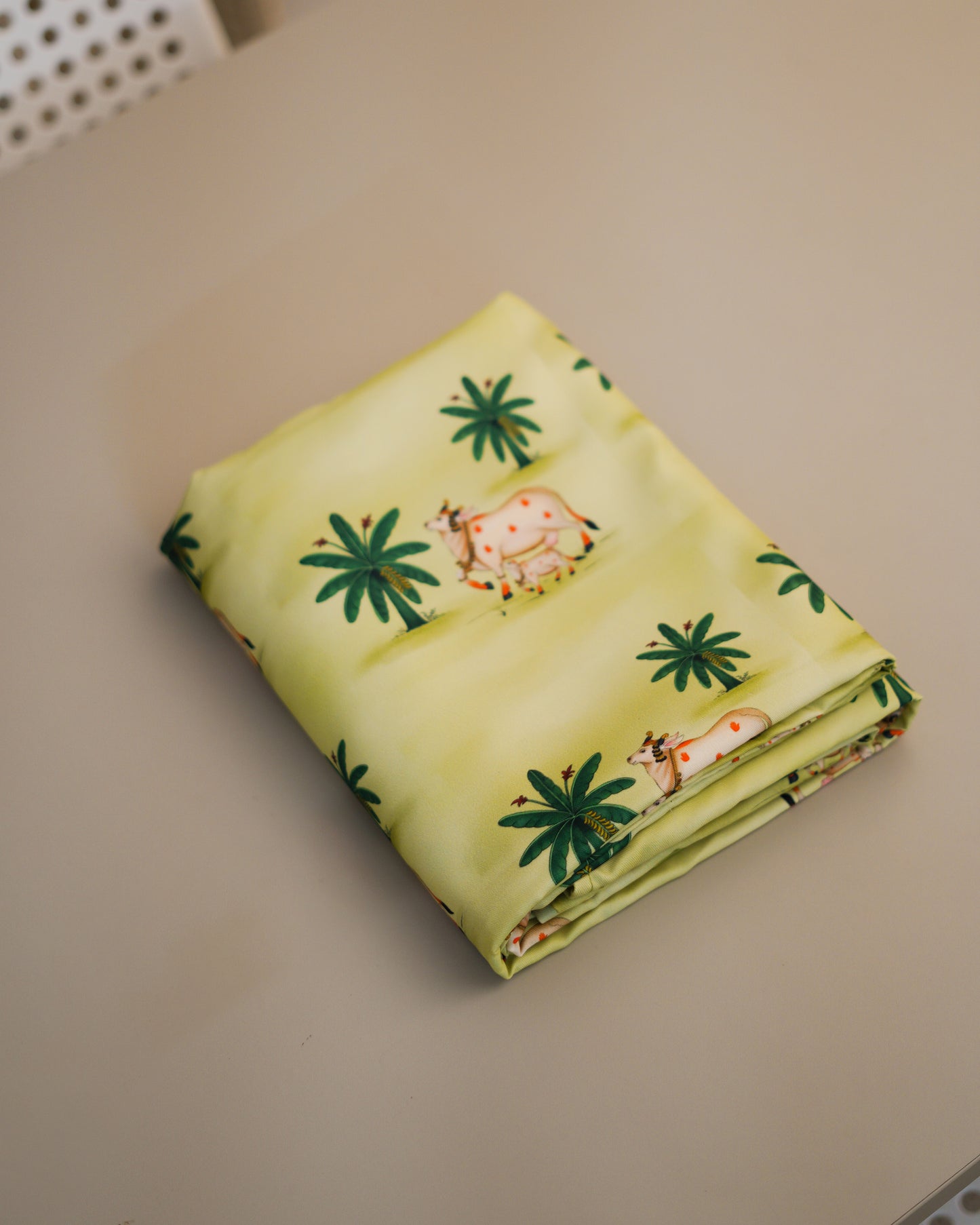 Pichwai Table Cloth - Cow -  Green