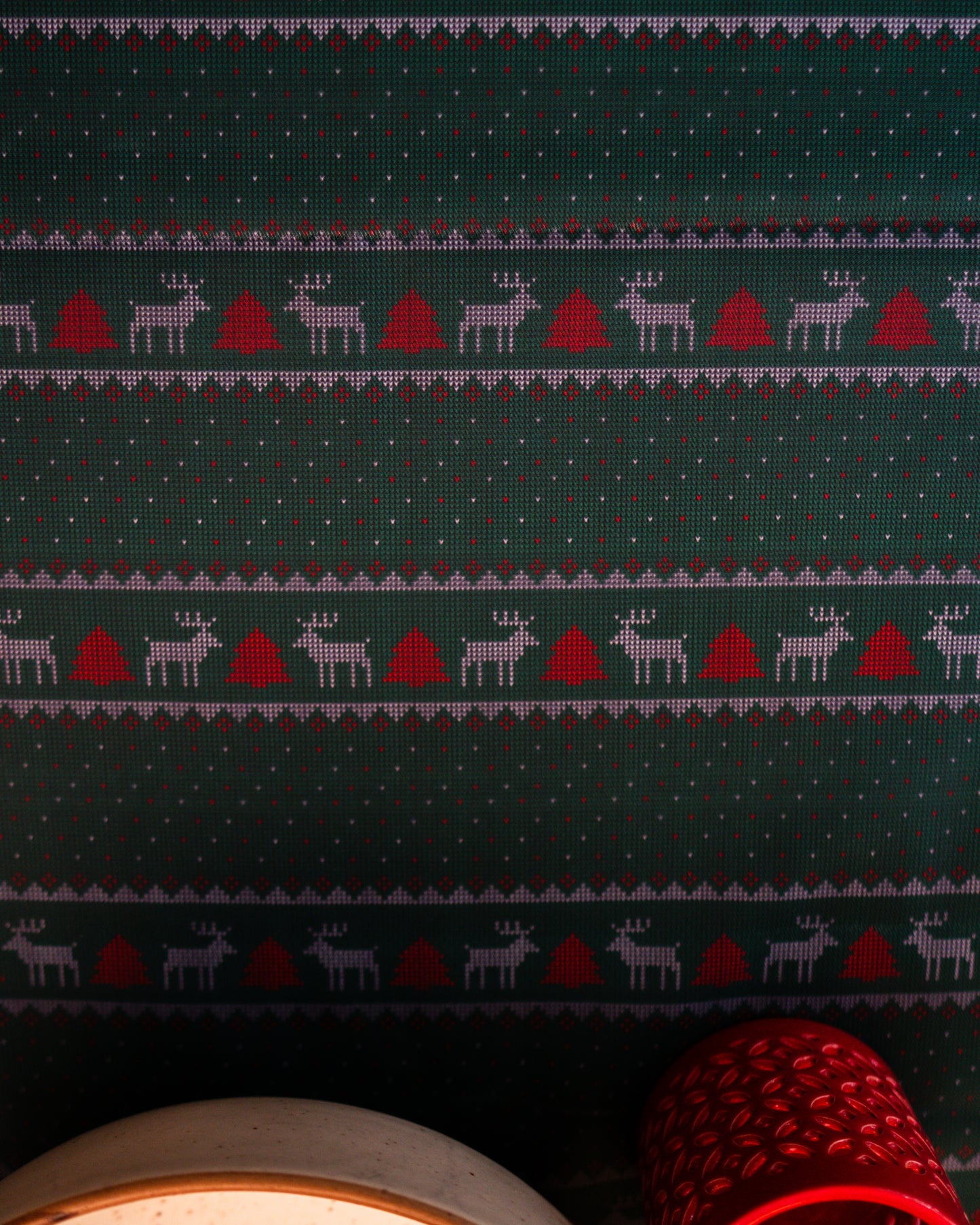 Christmas Table Cloth - Reindeer - Dark Green