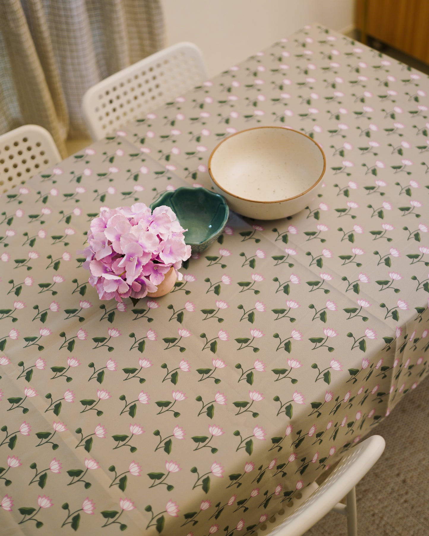 Pichwai Table Cloth - Lotus -  Beige